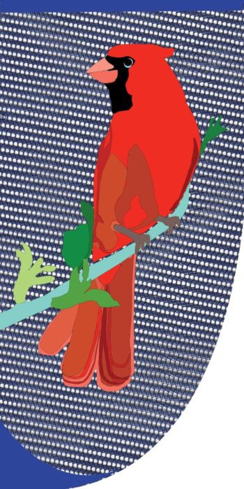 ILLUSTRATOR DESIGN red cardinal design on mesh for light pole banners